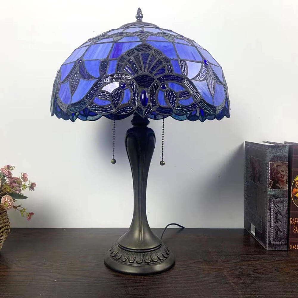 Flowers Stained Glass 2-Light Table Lamp