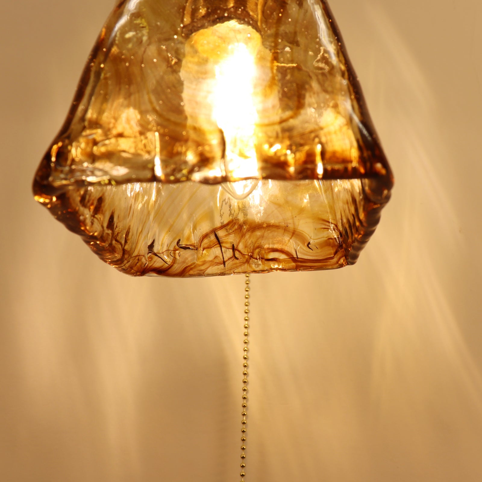 Brass Amber Square Glass Wall Lamp