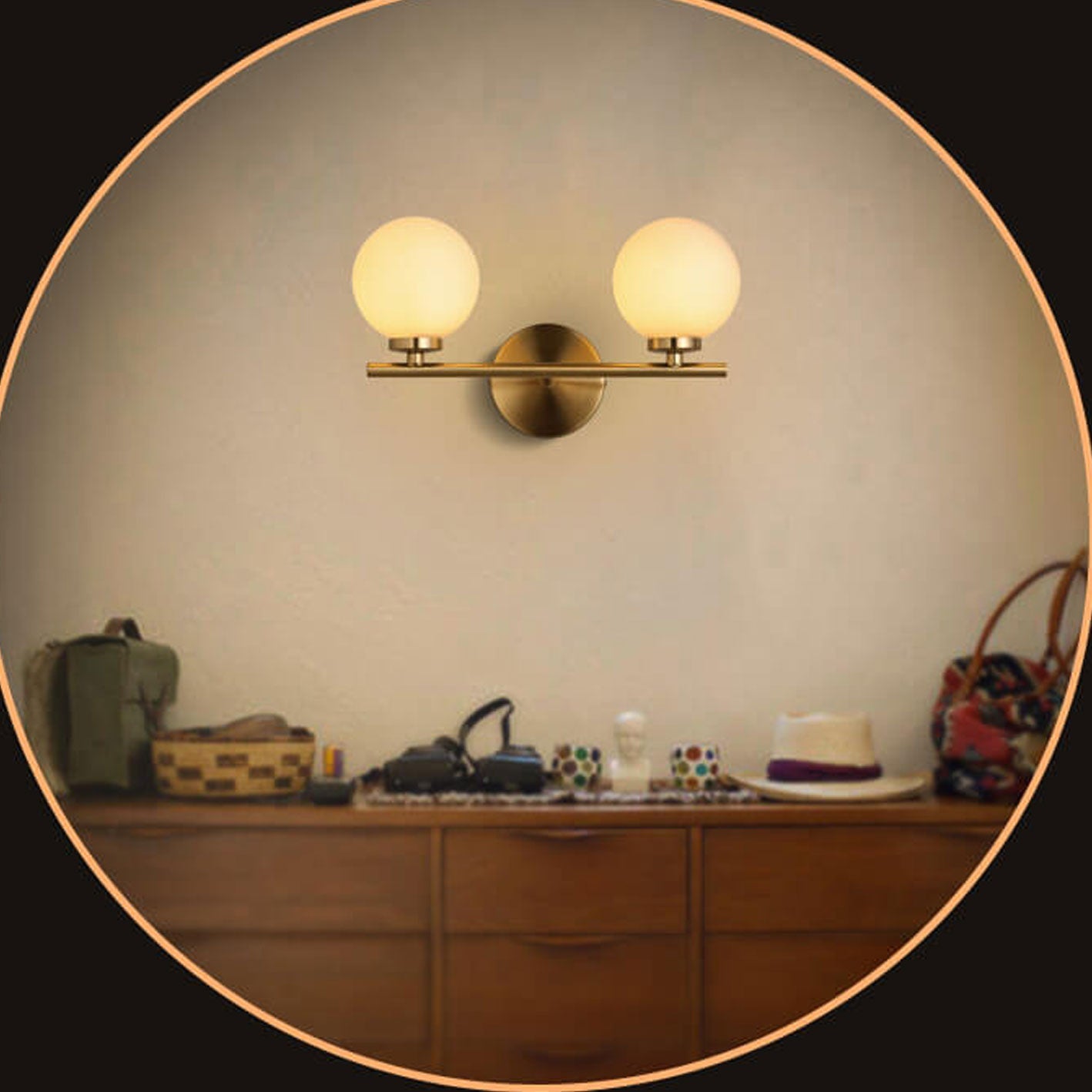 Milk White Round Ball 2-Light Wall Lamp