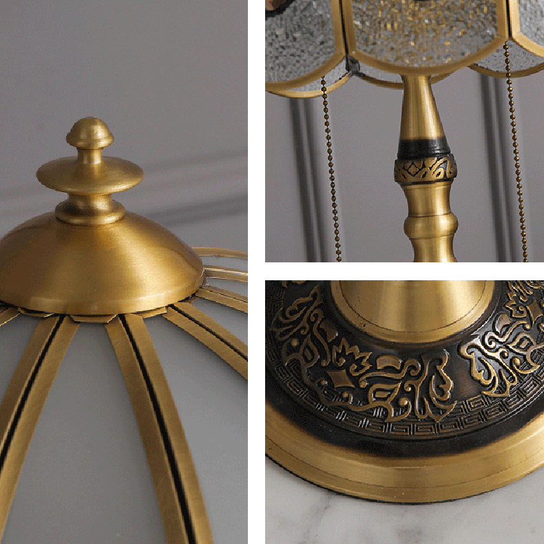 Umbrella Full Copper Glass 3-Light Floor Lamp