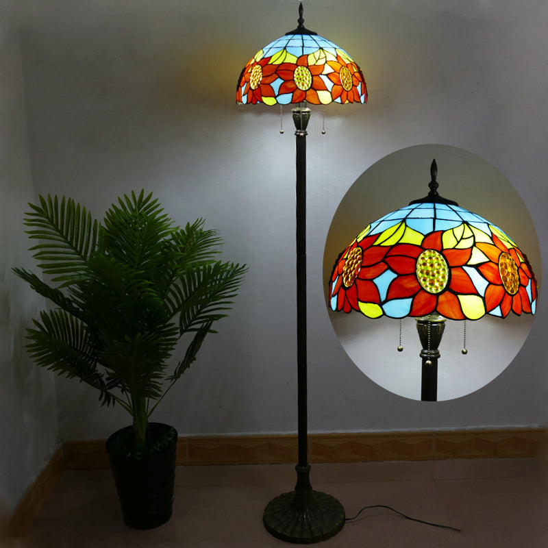 Column Iron Glass Living 3-Light Floor Lamp