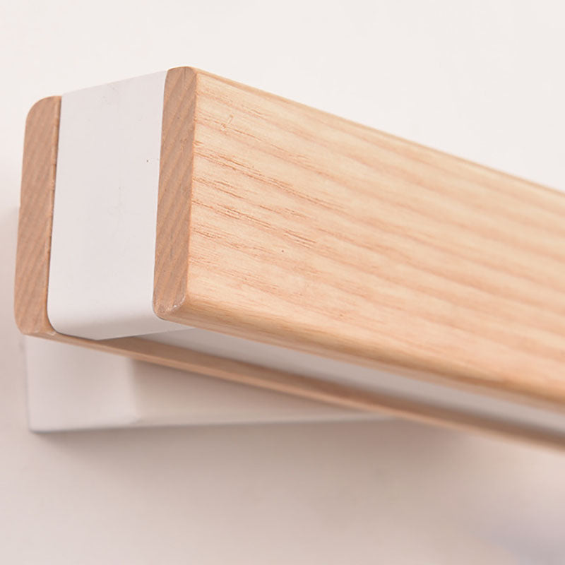 Rectangular Solid Wood Iron Wall Lamp