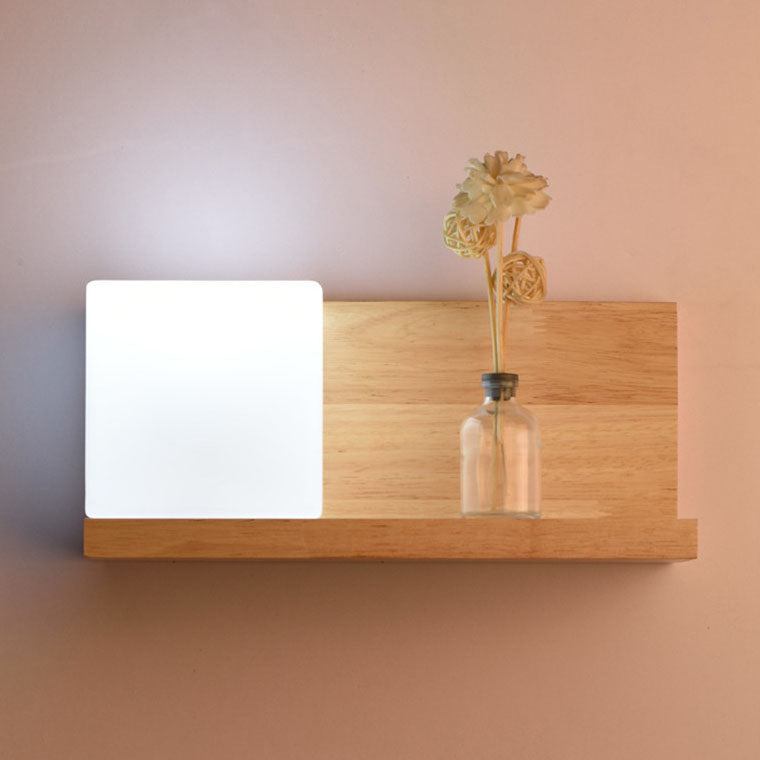 Wood Square Glass Wall Lamp
