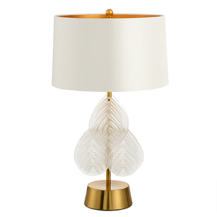 Metal Glass Fabric Cylinder Table Lamp