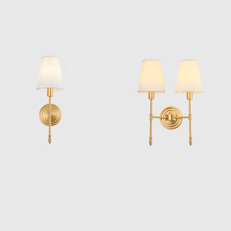 Brass Fabric Glass Straight Wall Lamp