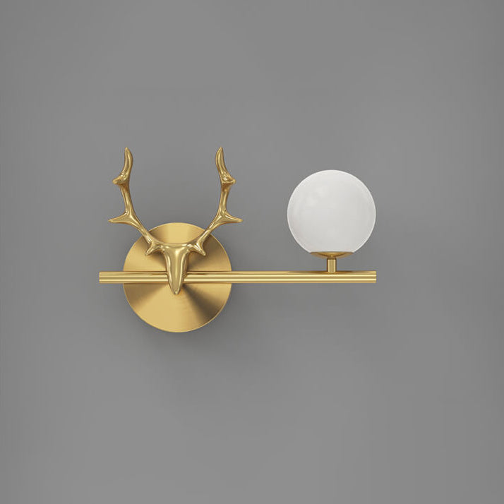Antler Full Brass Glass Wall Lamp