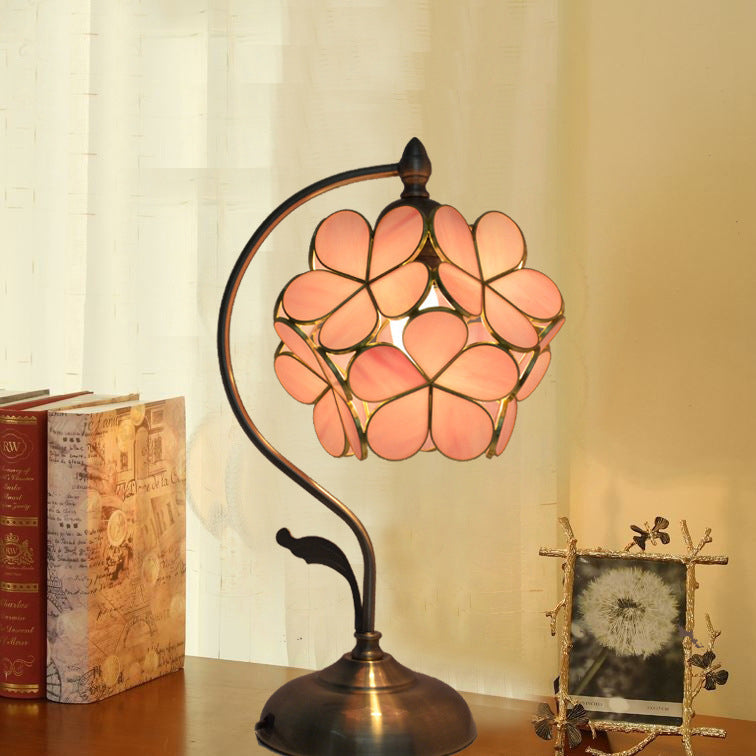 Flower Hydrangea Brass Metal Table Lamp