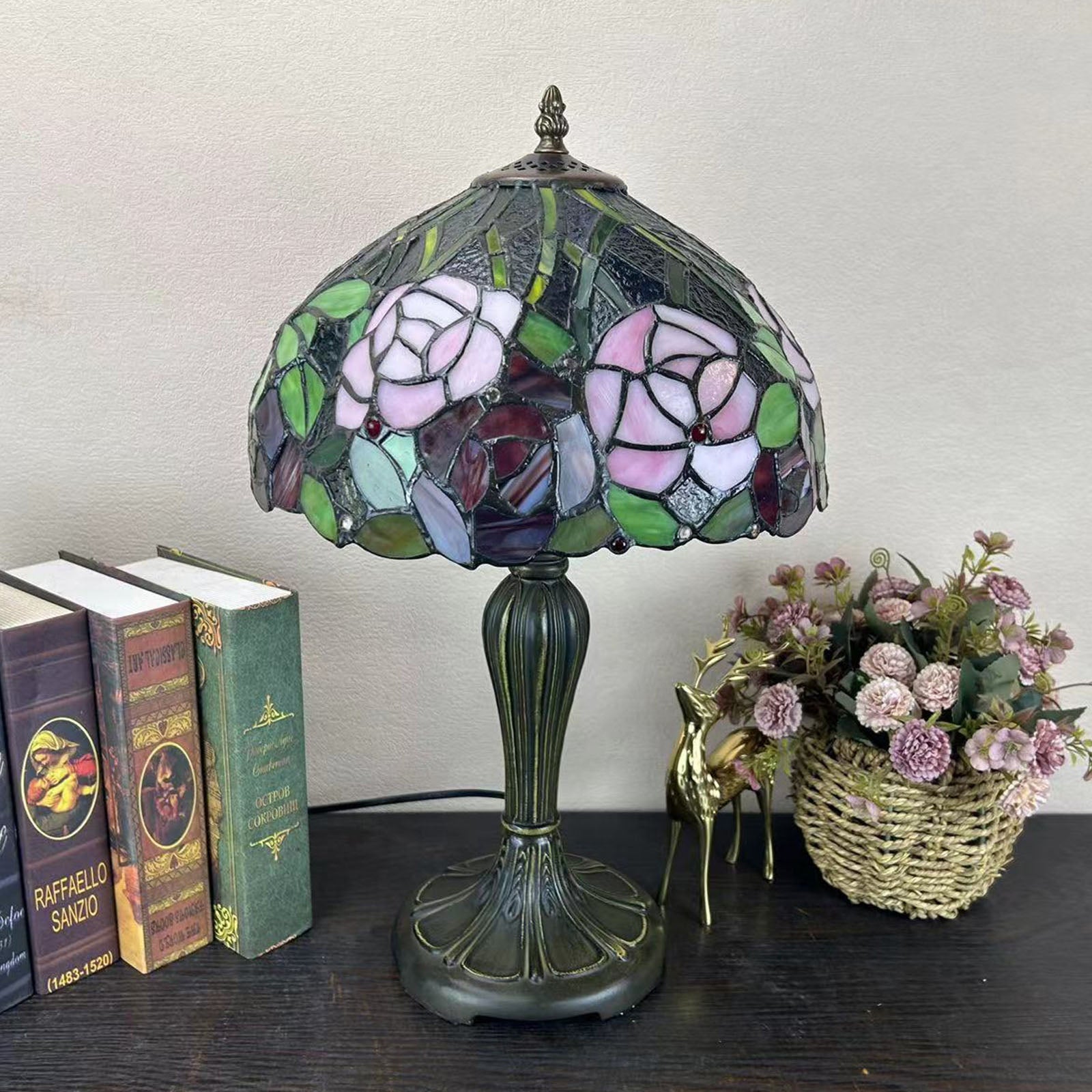 Metal Glass Dome Grape Table Lamp