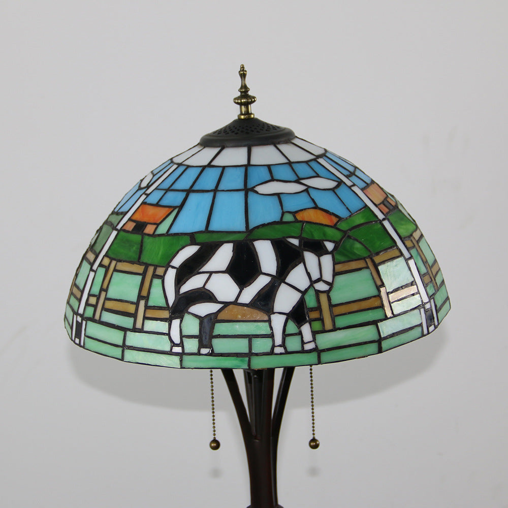 Resin Glass Semicircular Dome 2-Light Floor Lamp