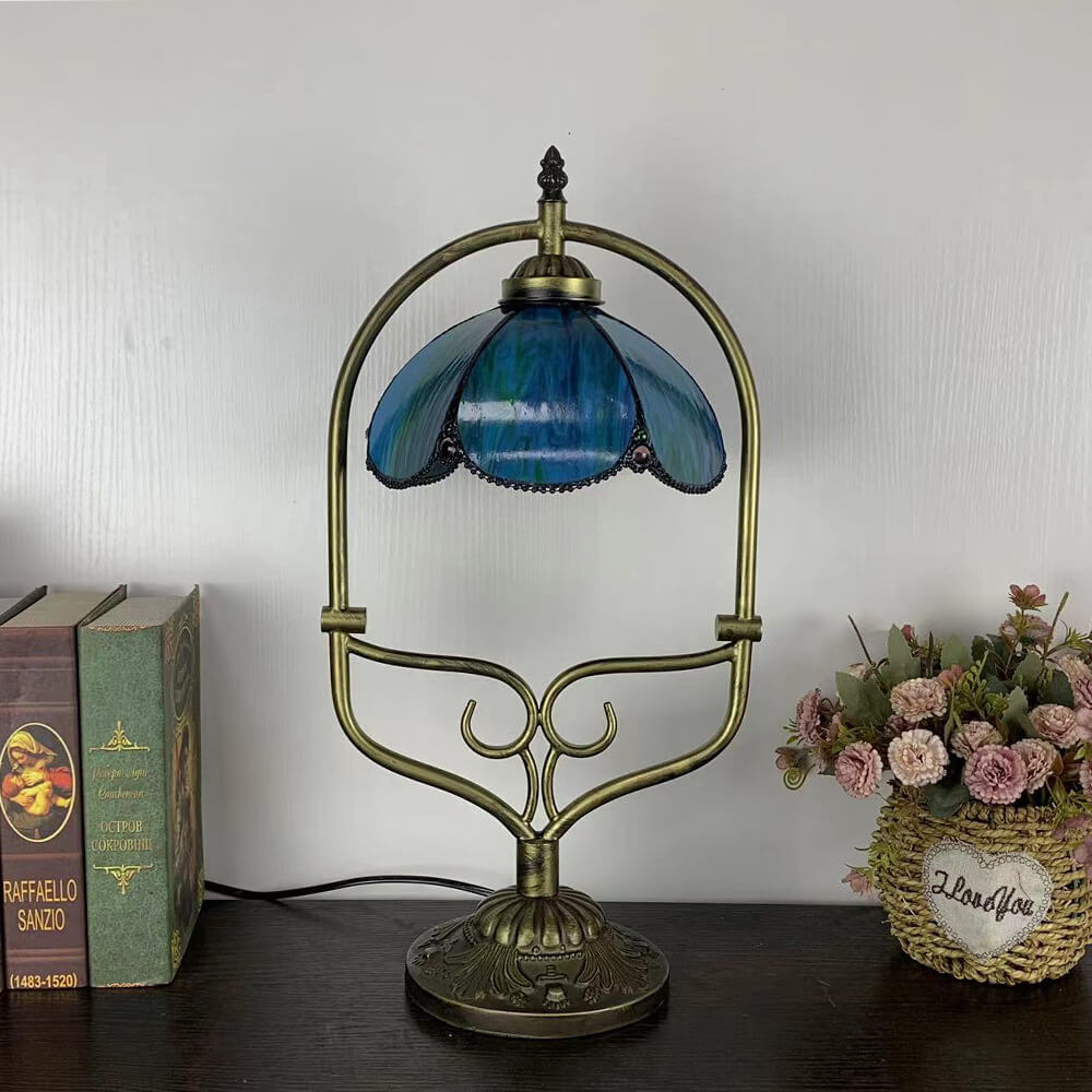 Flower Stained Glass Metal Table Lamp
