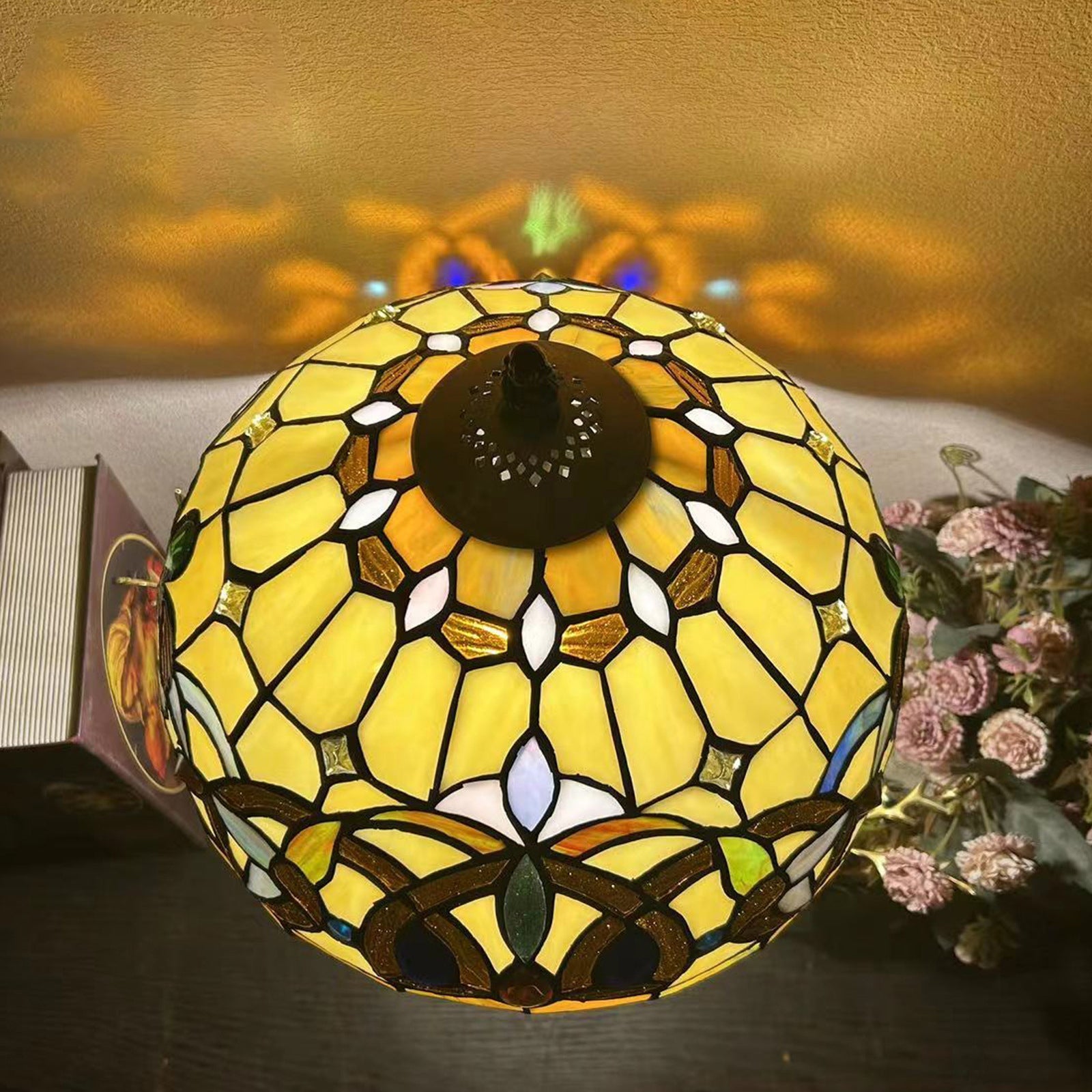 Metal Hardware Glass Semicircular Table Lamp