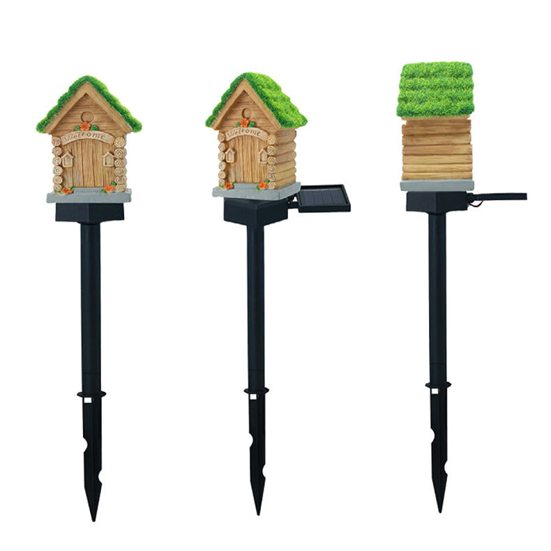 Resin Wooden House Lawn Outdoor Light