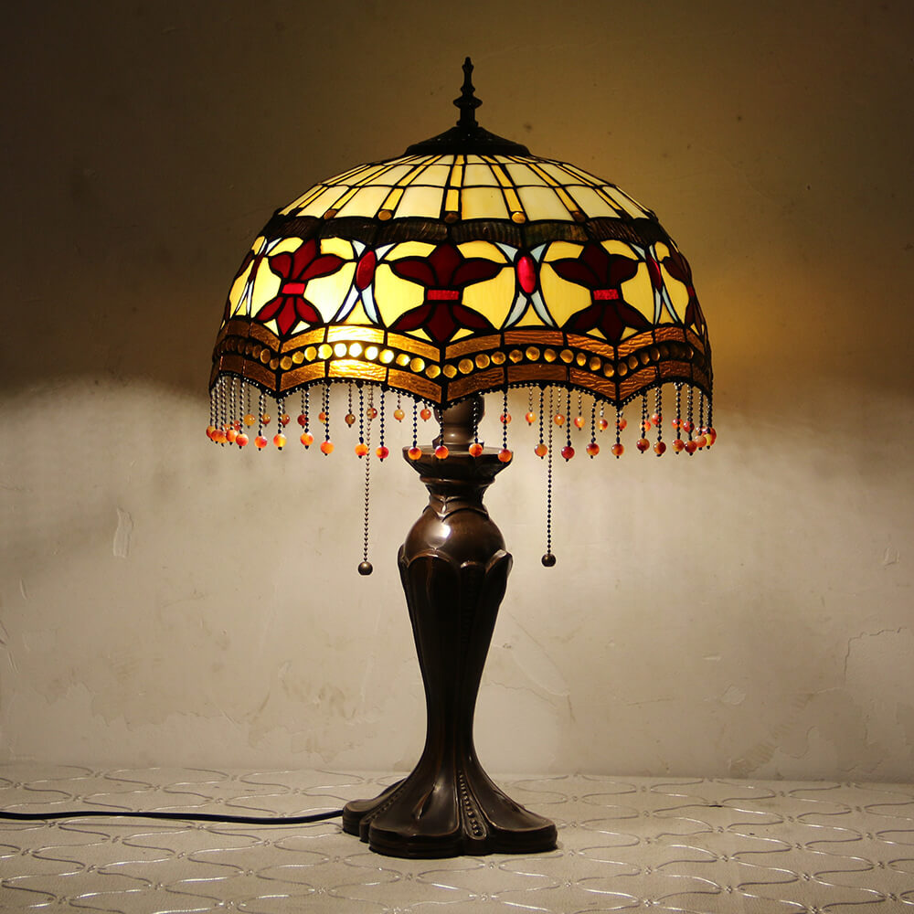 Flowers Stained Glass Pull Table Lamp