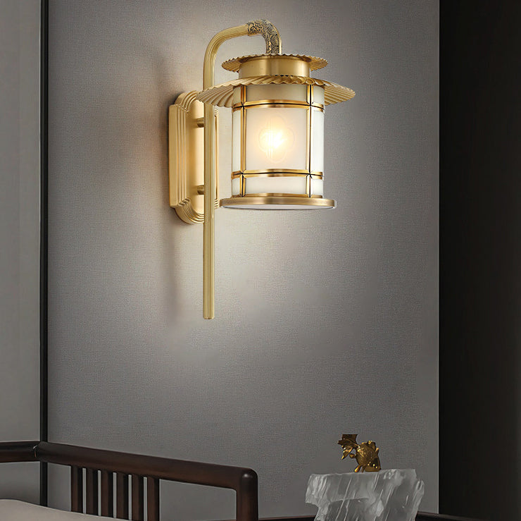 Copper Lantern Design Hallway Wall Lamp
