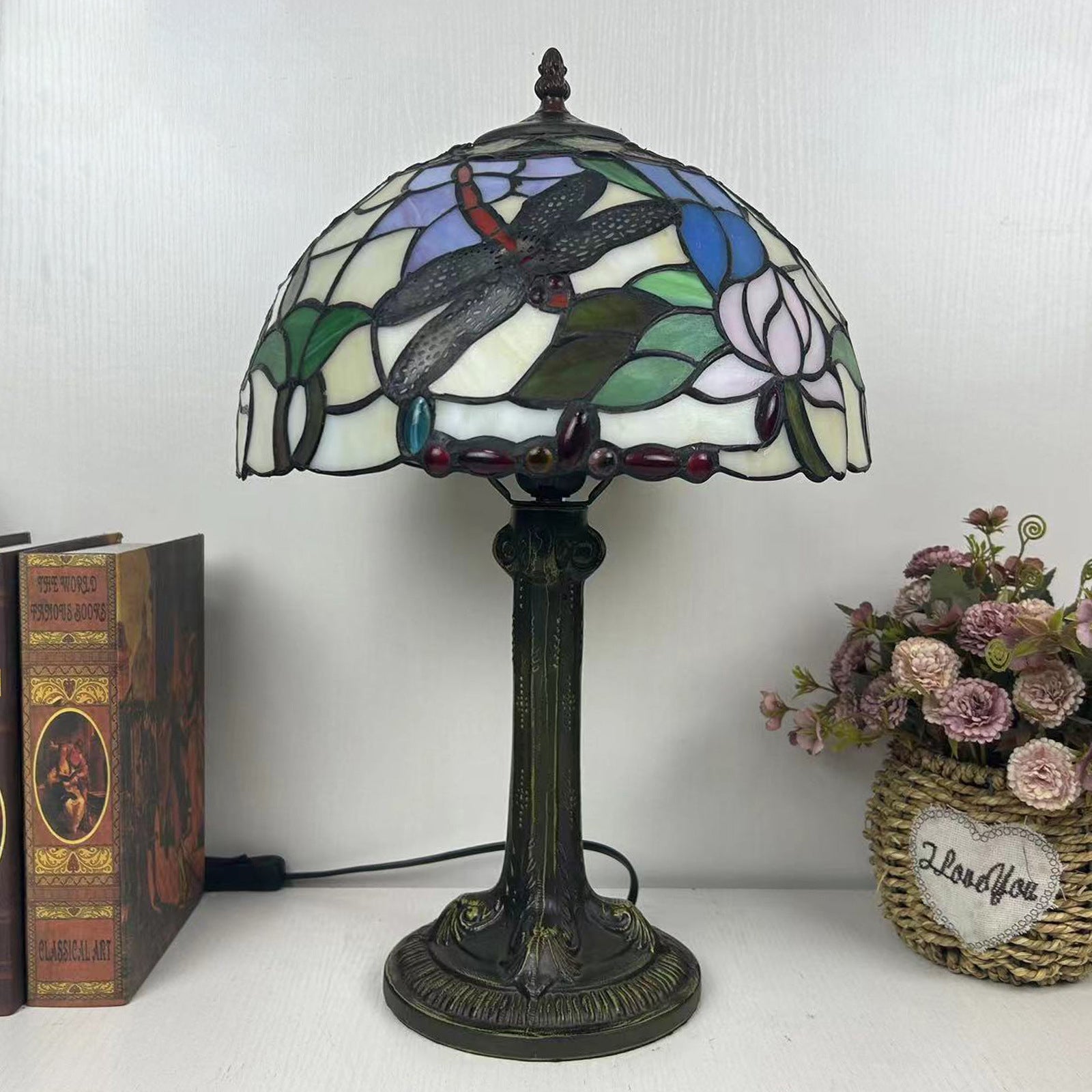 Dome Flower Iron Glass Table Lamp