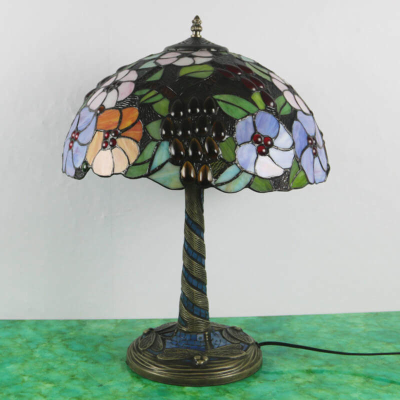 Flower Decor Stained Glass 2-Light Table Lamp