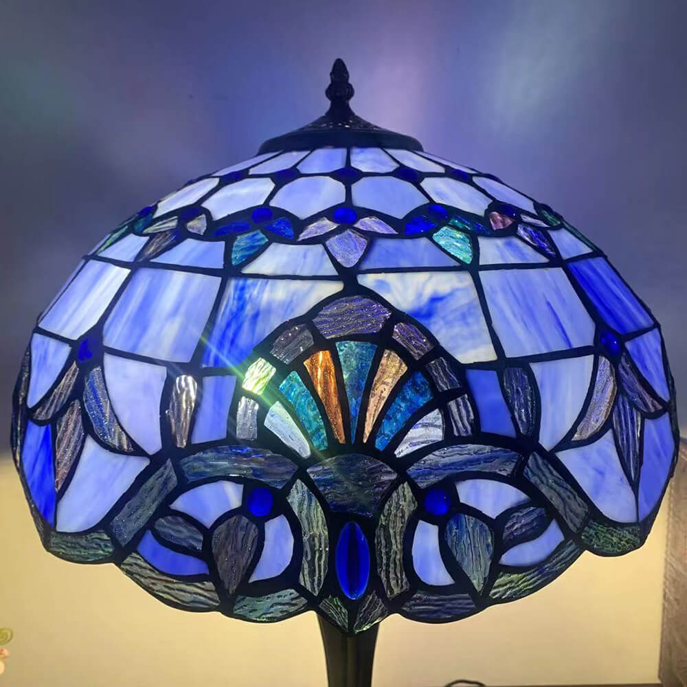 Flowers Stained Glass 2-Light Table Lamp