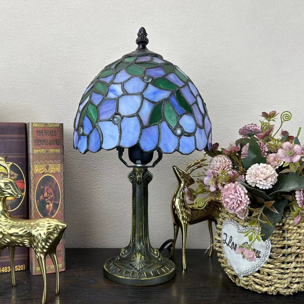 Alloy Glass Dome Flower Table Lamp