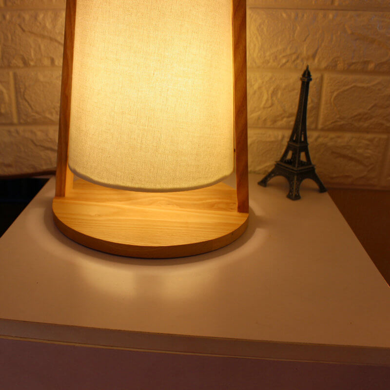 Solid Wood Fabric Portable Table Lamp
