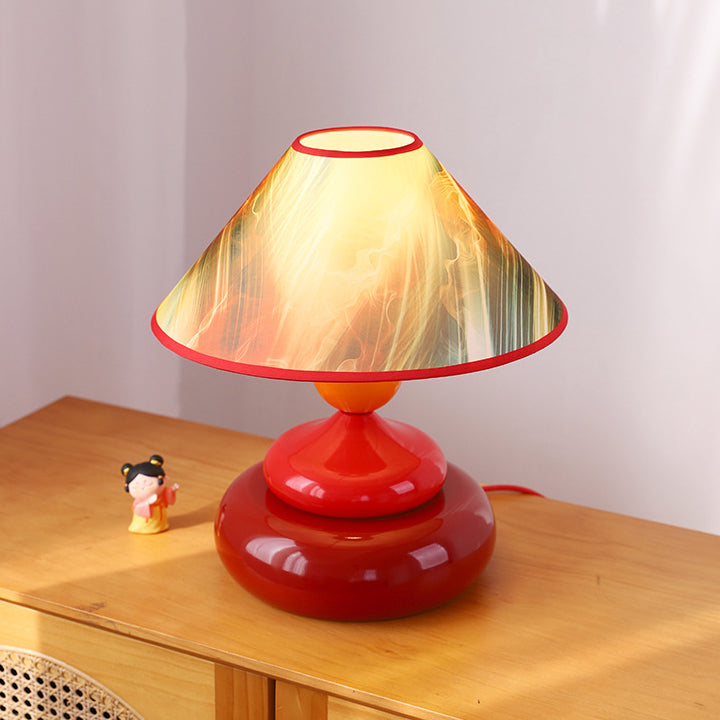 Iron Fabric Conic Round Table Lamp