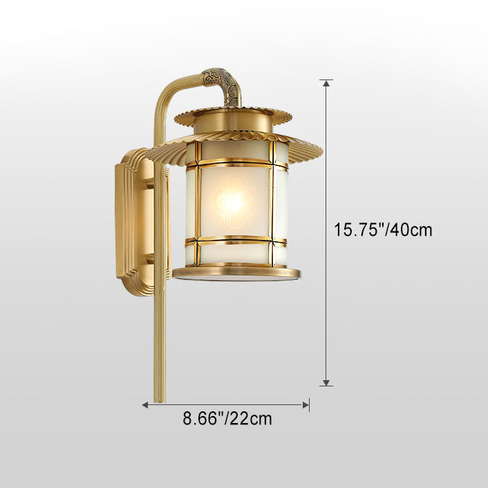 Copper Lantern Design Hallway Wall Lamp