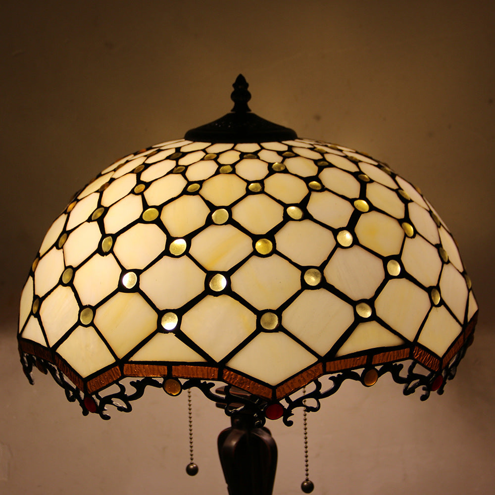 Mediterranean Stained Glass Cone 2-Light Table Lamp