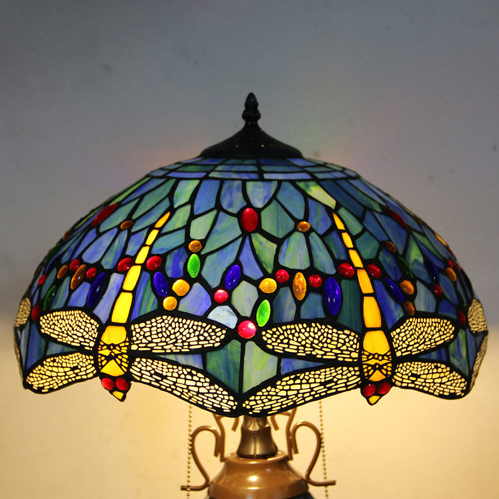 Stained Glass Hexagonal Dome 2-Light Table Lamp