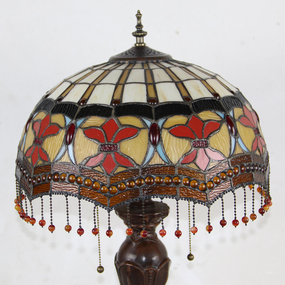 Flowers Stained Glass Pull Table Lamp