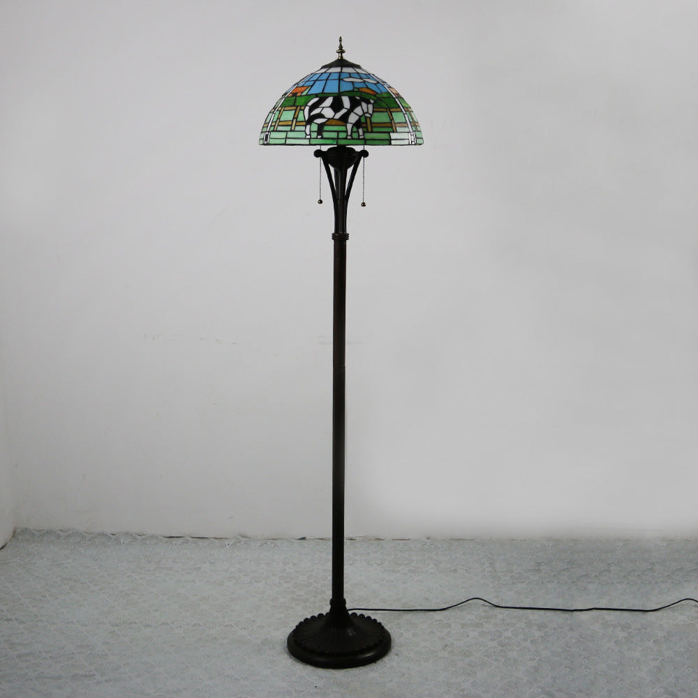 Resin Glass Semicircular Dome 2-Light Floor Lamp