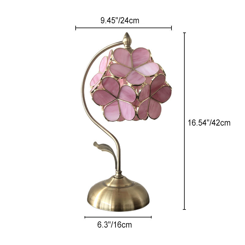 Flower Hydrangea Brass Metal Table Lamp
