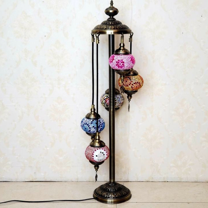 Oval Ball Iron Stained 7-Light Floor Lamp