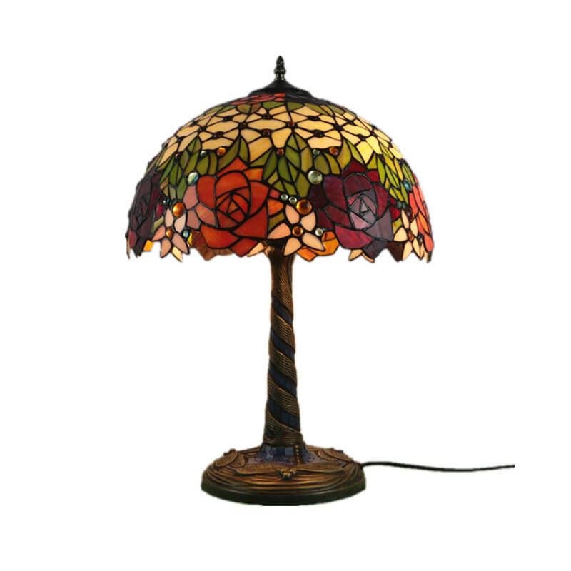 Flower Decor Stained Glass 2-Light Table Lamp