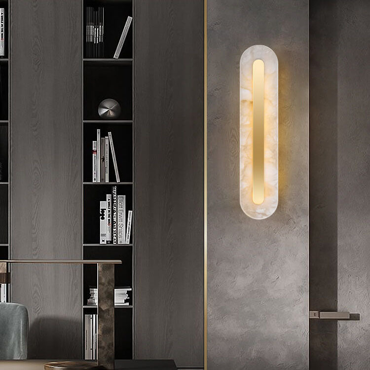 Brass Marble Oval Square Wall Lamp