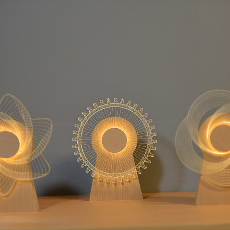 Wood Acrylic Observation Wheel Table Lamp