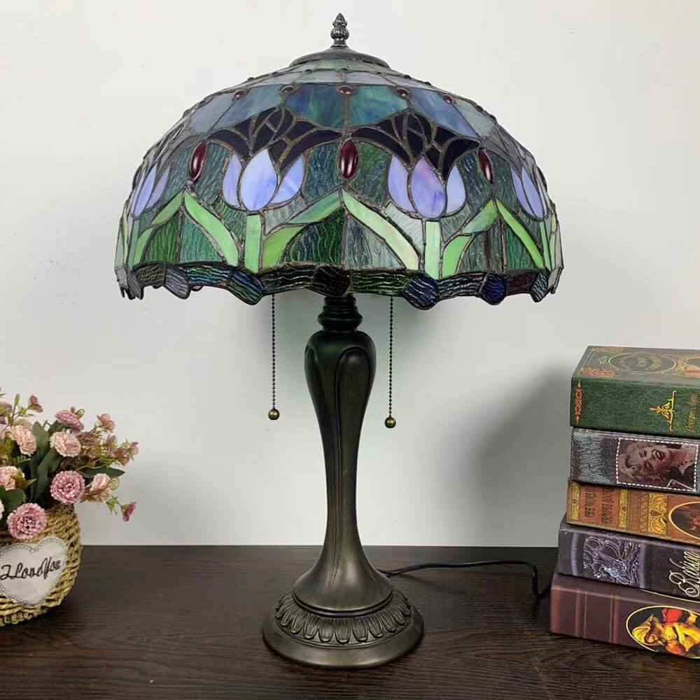 Umbrella Flower Dragonfly Alloy 2-Light Table Lamp