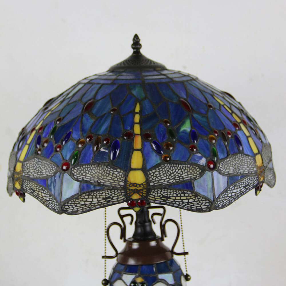Stained Glass Hexagonal Dome 2-Light Table Lamp