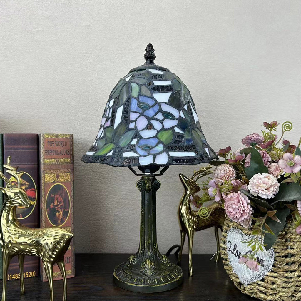 Alloy Glass Dome Flower Table Lamp
