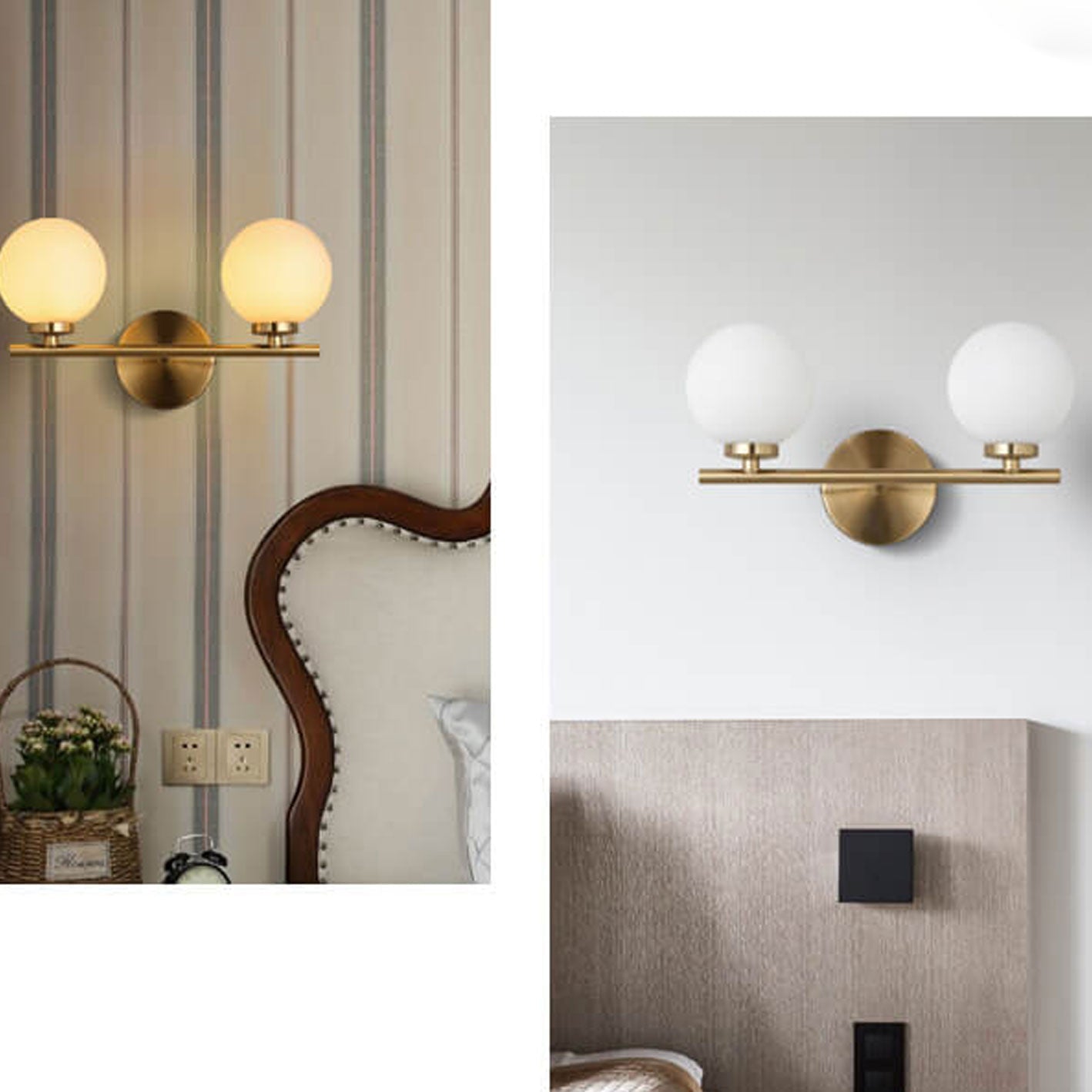 Milk White Round Ball 2-Light Wall Lamp