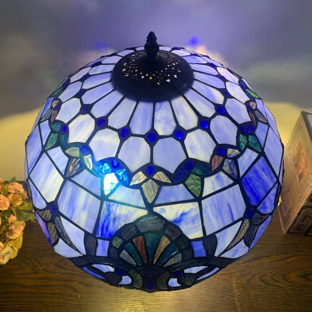 Flowers Stained Glass 2-Light Table Lamp