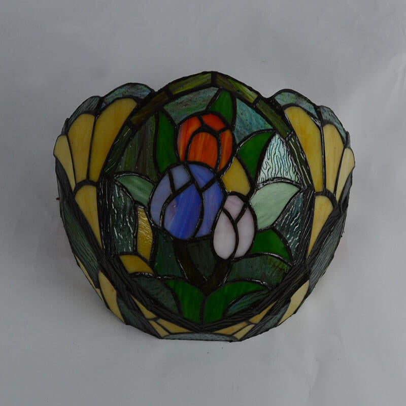 Flower Stained Glass Bowl Wall Lamp