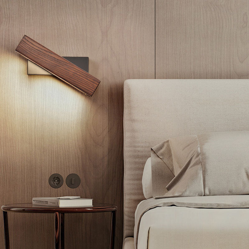 Rectangular Solid Wood Iron Wall Lamp