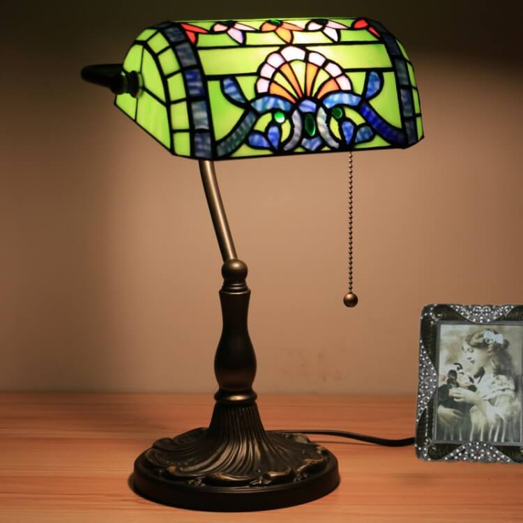 Baroque Stained Glass Bank Table Lamp