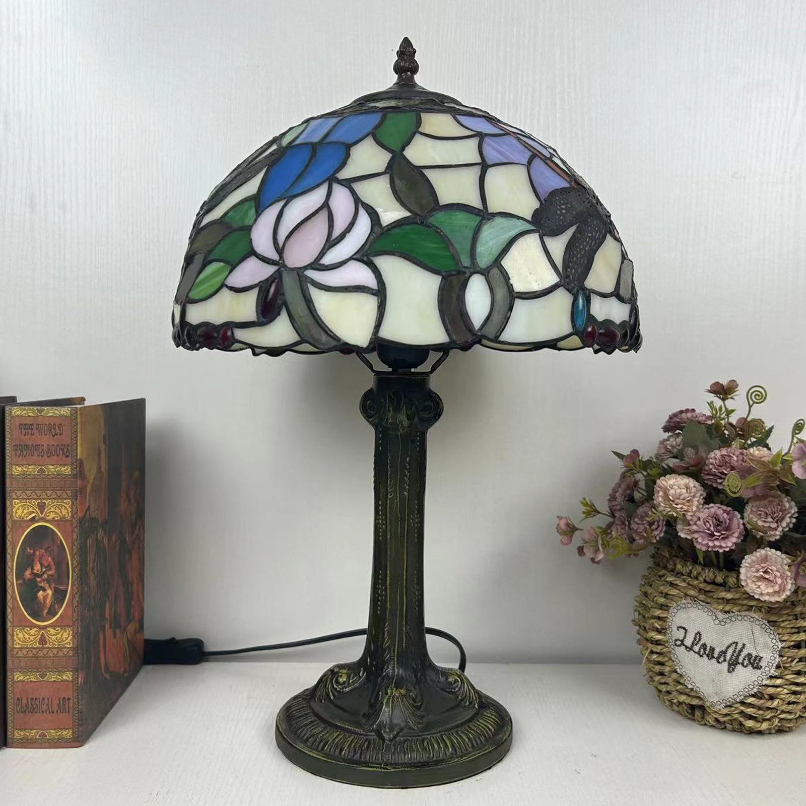 Dome Flower Iron Glass Table Lamp