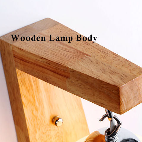 Wooden Arm Glass Globe Wall Lamp