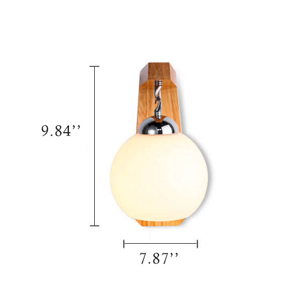 Wooden Arm Glass Globe Wall Lamp