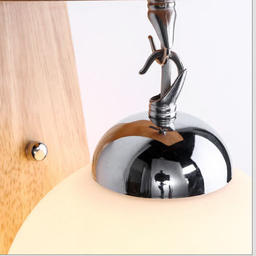 Wooden Arm Glass Globe Wall Lamp
