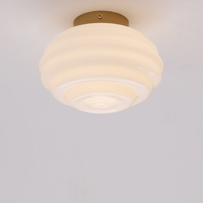 Cream Wave Round Glass Wall Lamp