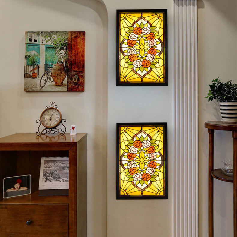 Pastoral Rose Pattern Mural Wall Lamp