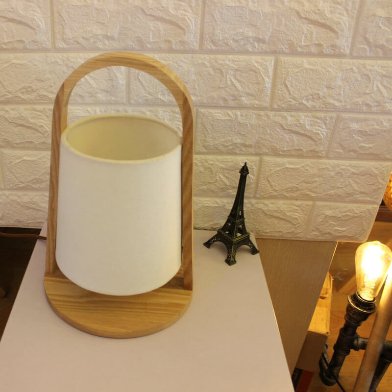 Solid Wood Fabric Portable Table Lamp