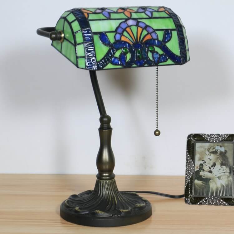 Baroque Stained Glass Bank Table Lamp